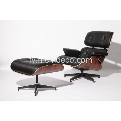 Klassike Aniline Leather Eames Lounge Chair en Ottomaanske